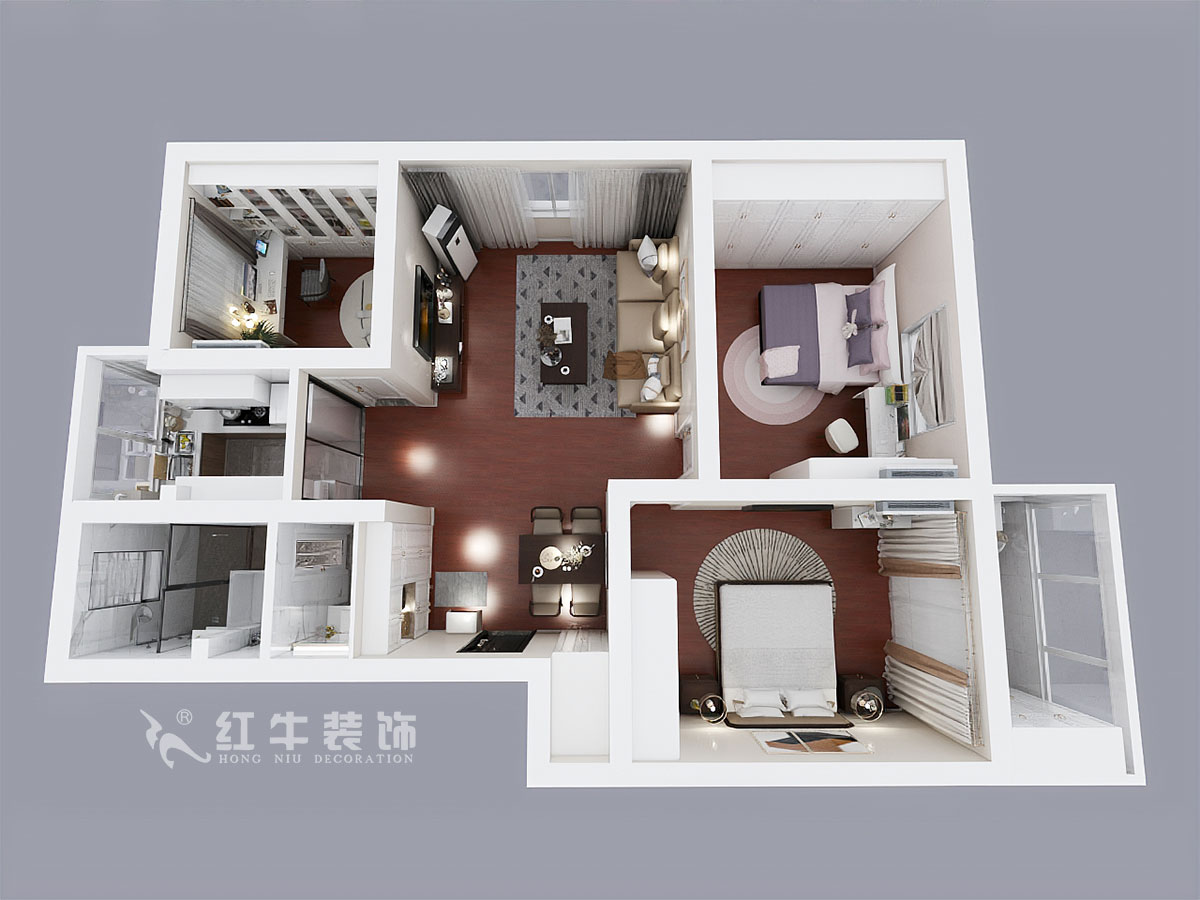 顧娟_怡居園5-19-302-102㎡-現代風格_3室2廳1衛(wèi)（老房裝修）_定制家￥130000_全包13萬00_04鳥瞰圖